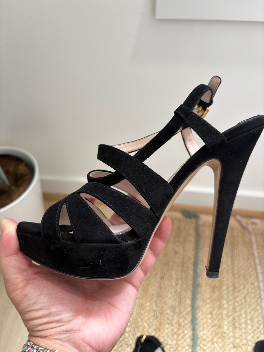 Miu Miu Black Suede Platform Stiletto Sandals - Picture 3 of 4